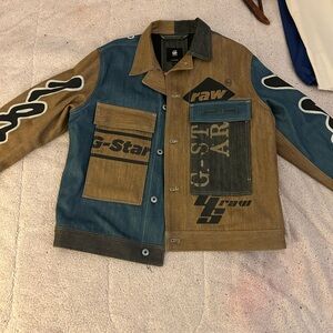 G-Star Men's Blue and Brown Patchwork Jacket